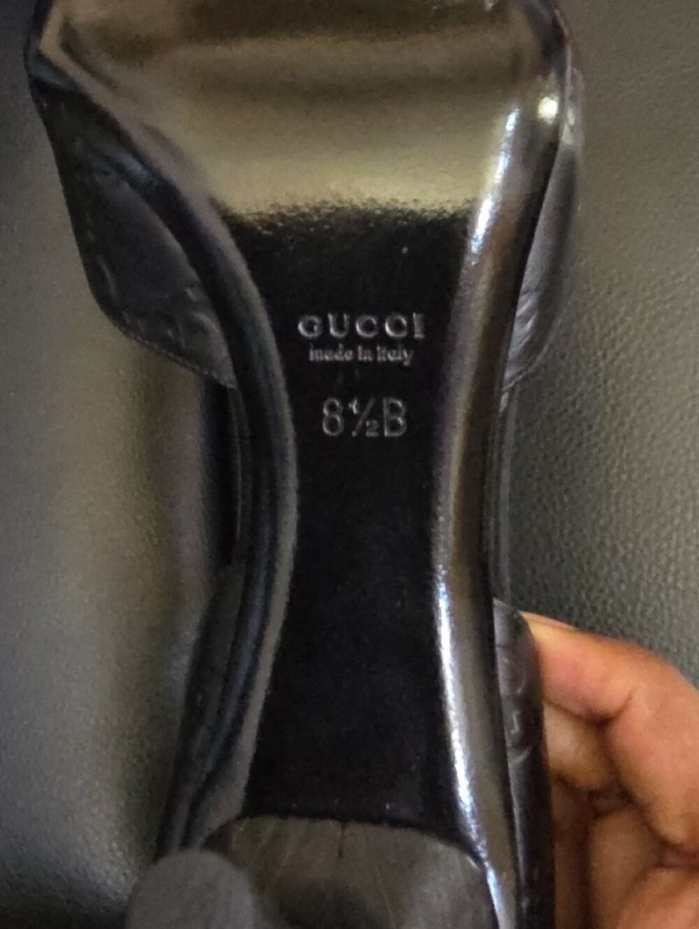 Gucci Black Leather Open-Toe Heels with Gold Horsebit - Picture 3 of 3